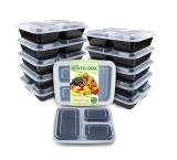 Recipientes Bento para refeições Enther com tampas, capacidade de 1 kg, pacote com 12 unidades, preto