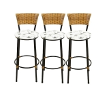 KIT 3 BANQUETAS BANCO ALTO COZINHA AMERICANA AREA GOURMET JUNCO VIME (BRANCO FLORIDO)