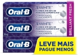 Creme Dental Clareador Oral-B 3D White Brilliant Fresh 70g – 3 Unidades