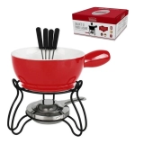 Conjunto de fondue lausanne preto / vermelho com 8 peças