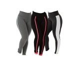 Kit 3 Calças Leggings Diversas Suplex – bicolor preta branca/kaya preta rosa/listras cinza