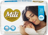 Mili Fralda Love & care, Récem nascido, Pacote com 18 und, RN, Branco