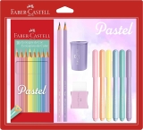Kit Tons Pastel, Faber-Castell, KIT/PASTEL, Lápis de Cor + Canetinhas + Borracha + Apontador + Grafite
