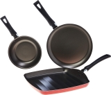 Conjunto 3 Peças Garlic, Tapioqueira, Frigideira e Grill, Vermelho, Brinox