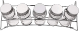 Porta Condimentos de Vidro redondo Transparente com Suporte 5 peças, VDR0412, Euro Home