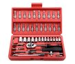 Conjunto com 46 chaves catraca Egofine, soquete de 6,35 mm, com conjunto de soquete métrico e haste de extensão para reparo de automóveis e uso doméstico, com estojo de armazenamento