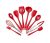 JG STORE Kit 10 Peças Jogo De Utensílios De Silicone Maciço Cozinha Inox Pegador Espátula Colher Concha Pincel (Vermelho) Marca: JG