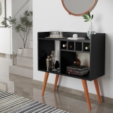 Aparador Buffet Retrô com Adega Bar Rubi Suporte Pés Palito – Preto