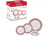 Aparelho de Jantar Chá 20 Peças Hauskraft – Porcelana Branco e Vermelho Redondo Fernanda