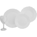 Aparelho de Jantar com Taça 16 Peças Duralex – Redondo Branco Pétala