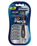 BIC Aparelho De Barbear Flex3 Hybrid 3 Lâminas Extra Suave + 5 Cargas 968722 1 Unidade Corpo Ergonômico