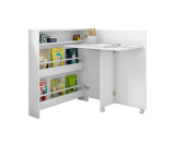 Escrivaninha Dobrável Móveis Estrela Multifuncional com 1 Porta e 3 Prateleiras – Branca