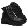Bota Coturno Ziper Feminino Tratorado Cano Medio Preto Lisa – Strong Cat