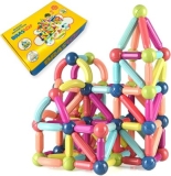 Brastoy Blocos De Bastões Magnéticos Construção Brinquedo Educativo Infantil (68 Peças)