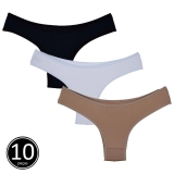 Kit 10 Calcinhas Microfibra Tanga Lingerie Feminina Atacado