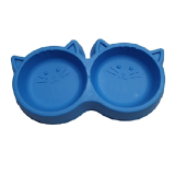 Comedouro Duplo Gato Luxo Azul Pet Injet para Gatos