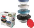 Conjunto com 5 potes de Vidro Redondos com Tampa Plástica, VDR7090-CO, Euro Home