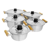 Conjunto Caçarola Cônica Lixada 05 Peças Alumínio Certificadas Inmetro – Plug Lar