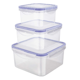 Conjunto Pote Hermético Quadrado 3 Peças Euro Azul