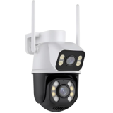 Câmera IP Sem Fio de Segurança Externa HD 3MP, Câmera de Visão Noturna Infravermelha WiFi, Dupla Lente Grande Angular, IP66 à Prova D’água e à Prova de Poeira, Chamada de Voz Bidirecional