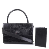 Kit Bolsa Pien Mini Bag Croco Pequena + Carteira Feminina