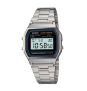 Casio Relógio digital masculino A158WA-1DF de aço inoxidável, Prata, Case size (L× W× H), Clássico, retrô