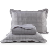 Cobre Leito Colcha Queen 3 peças Dupla Face Micro Percal 150 Fios Matelado Pastilhas (Cinza)
