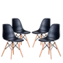 Conjunto 4 Cadeiras Eames Eiffel com pés de madeira – Preto – Travel Max