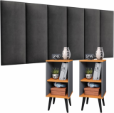 Conjunto Cabeceira Cama Casal 1,40 Com Criado Quarto Luxo (Cinza – Cinza/Cinamomo)