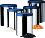Conjunto de Mantimentos, Inox, 5 peças, Azul, Euro