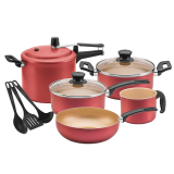 Conjunto de Panelas e Utensílios 8 Peças Panelux Magnific com Panela de Pressão em Alumínio com Revestimento Antiaderente – Cereja