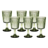 Conjunto de Taças 320ml Água Leaves Verde 6 peças Bon Gourmet – Rojemac