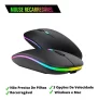 Mouse Wireless Sem Fio Recarregável Led Rgb Colorido 2.4 Ghz