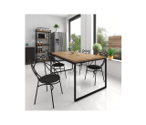 Mesa De Jantar Industrial Pé De Metal E Madeira 120×90 Ferro