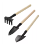 Kit Mini Ferramentas Útil Para Jardinagem Cabo Madeira 21cm