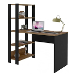 Escrivaninha com Estante Lateral MATCH cor Preto/Pinho – Artely