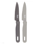 Tovolo Conjunto de facas de cozinha de 2 a 20 cm com tampas protetoras de lâmina de bônus! Ótimo para cortar fatiar tomates, frutas, carne e muito mais, carvão e cinza frio