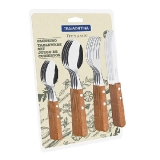 Faqueiro 16 Peças Dynamic Sortidos com Laminas de Aço Inox e Cabos de Madeira Tramontina Dynamic Natural