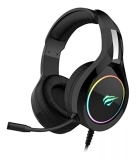 Fone de ouvido over-ear gamer Havit H2232D preto com luz rgb LED
