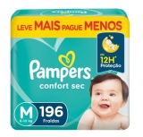 Fralda Pampers Confort Sec M 196 Unidades, Pampers