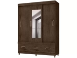 Guarda-roupa Casal com Espelho 3 Portas – de Correr 3 Gavetas Araplac E20033 Cairo