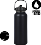 Garrafa Térmica de Água 1 Litro Com Alça e Sistema Antivazamento Em Aço Inoxidável Garrafinha Térmica de Água 1L em Inox (Preto)