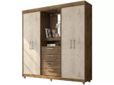 Guarda-roupa Casal com Espelho 4 Portas 4 Gavetas – Araplac Pequim