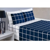 Jogo De Cama Austin Lençol Solteiro 03 Peças 200 Fios Estampado Marinho