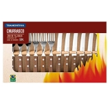 Tramontina Churrasco 22299002 Conjunto de 12 Talheres de Aço Inoxidável com Cabos de Polywood, Marrom (Natural)