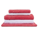 Jogo de Toalhas 5 Peças Enxuta 100% Algodão – Karícia (Chiclete + Branco)