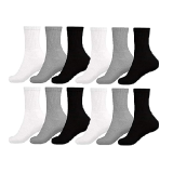Kit 12 Pares Meia Cano Médio Branca, Preta e Cinza Unisex M15
