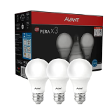 Kit Lâmpada Pera LED, 3 unidades, 7W, Luz branca 6500K, soquete E27, Bivolt, Avant