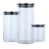 Conjunto de Potes de Vidro 3 Peças 300 mL / 1000 mL / 1500 mL – Casual Home