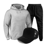 Conjunto Moletom Masculino Canguru e Calça Moletom Jogger + Boné